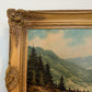 Large VTG Alpine Mountain Landscape Oil Painting European Cabin Framed Signed