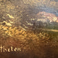 Large VTG Alpine Mountain Landscape Oil Painting European Cabin Framed Signed