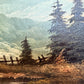 Large VTG Alpine Mountain Landscape Oil Painting European Cabin Framed Signed