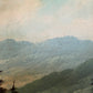 Large VTG Alpine Mountain Landscape Oil Painting European Cabin Framed Signed