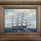Framed Nautical Seascape Oil Painting Signed K. Dossi Maritime Ship Artwork