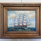 Framed Nautical Seascape Oil Painting Signed K. Dossi Maritime Ship Artwork