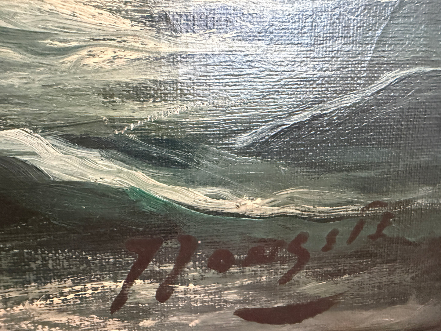 Vintage Tall Ship Oil Painting on Canvas Signed Framed Clipper Marine Seascape