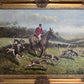 English Fox Hunting Scene Horse Hounds Oil Painting Signed William Framed