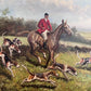 English Fox Hunting Scene Horse Hounds Oil Painting Signed William Framed