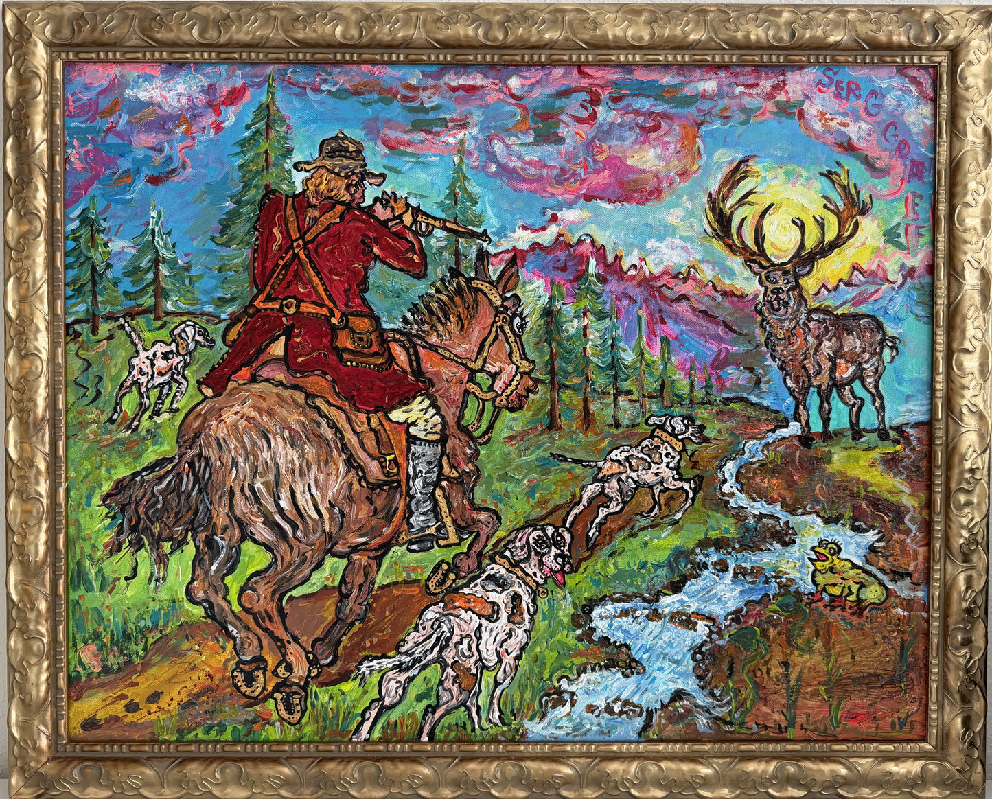 Serg Graff English Fox Hunt Equestrian Dogs Sporting Art Original Painting, COA