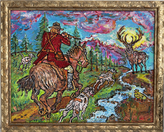 Serg Graff English Fox Hunt Equestrian Dogs Sporting Art Original Painting, COA