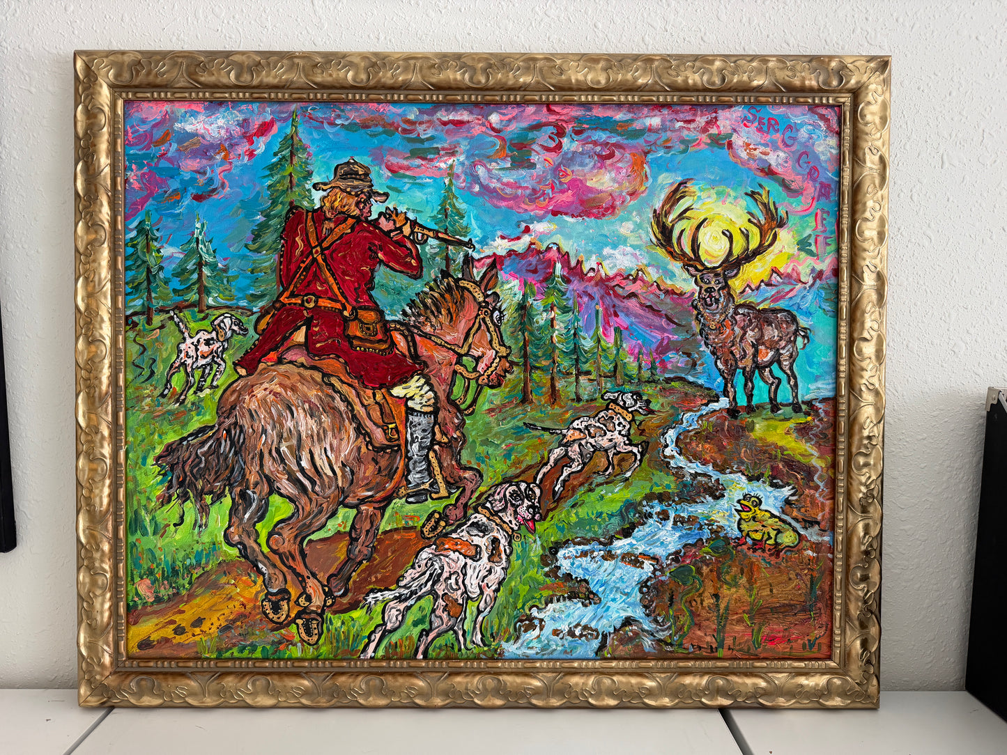 Serg Graff English Fox Hunt Equestrian Dogs Sporting Art Original Painting, COA