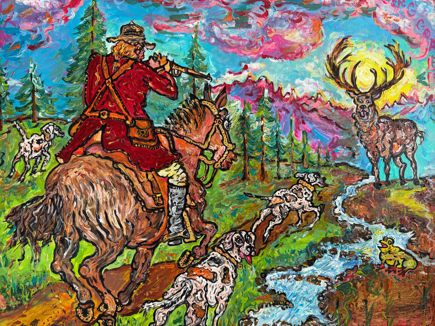 Serg Graff English Fox Hunt Equestrian Dogs Sporting Art Original Painting, COA