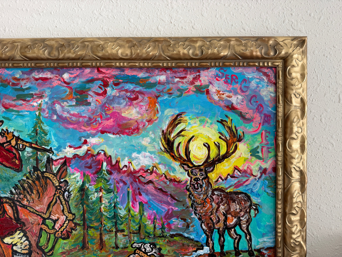 Serg Graff English Fox Hunt Equestrian Dogs Sporting Art Original Painting, COA