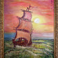Original Oil Painting on Canvas by Serg Graff, "Ship" Sunset Sea Ocean, COA
