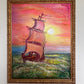 Original Oil Painting on Canvas by Serg Graff, "Ship" Sunset Sea Ocean, COA