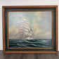 Vintage Tall Ship Oil Painting on Canvas Signed Framed Clipper Marine Seascape