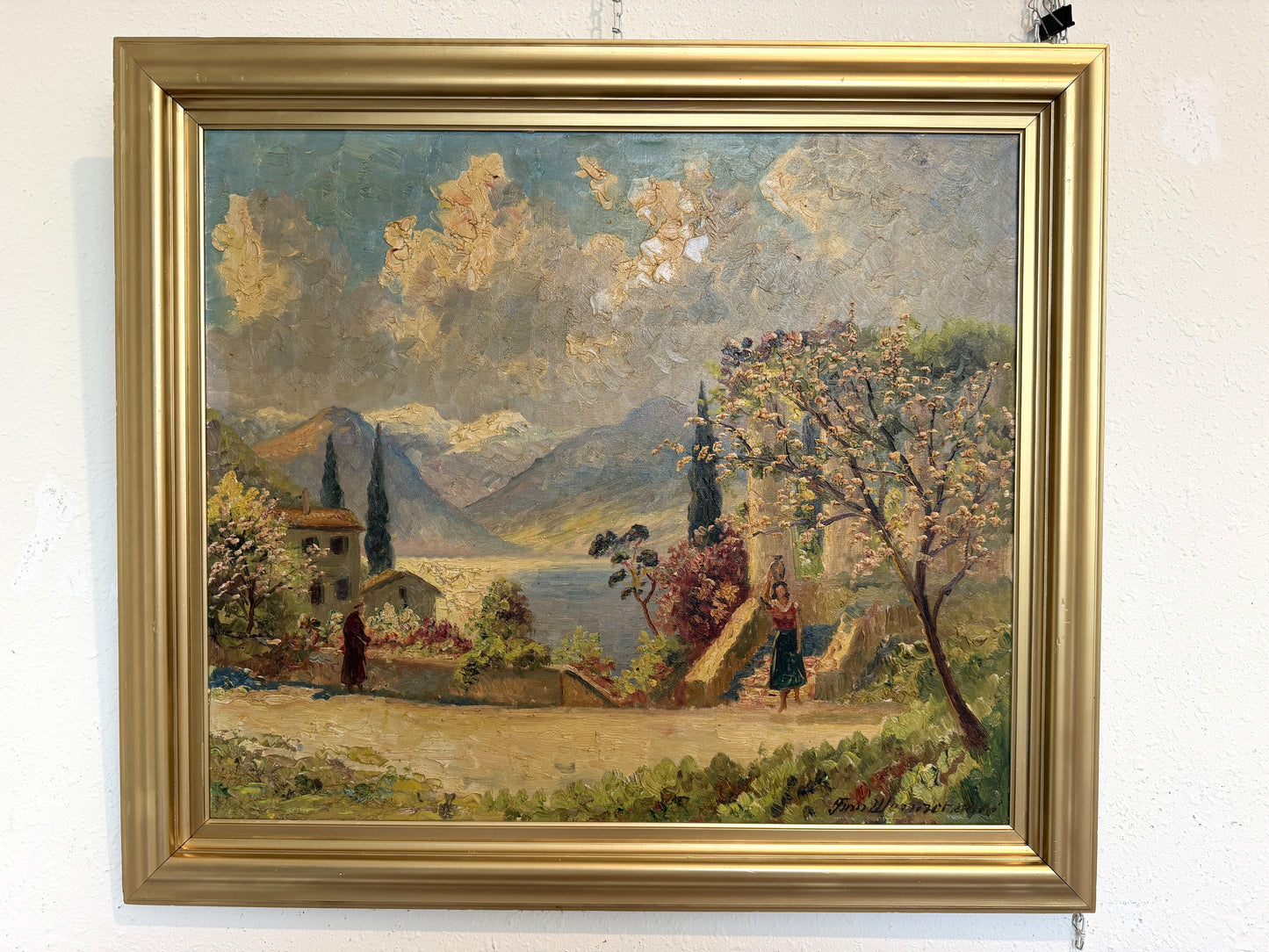 Listed Danish Artist Finn Wennerwald 1896–1969 Antique Oil Painting Landscape
