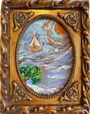 Serg Graff “Storm Wanderer” Original Art, Fantasy Ship Seascape Nautical Art COA