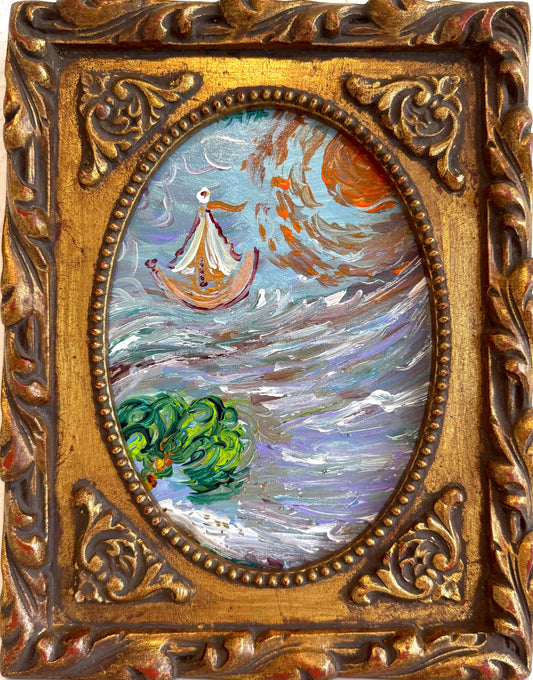 Serg Graff “Storm Wanderer” Original Art, Fantasy Ship Seascape Nautical Art COA