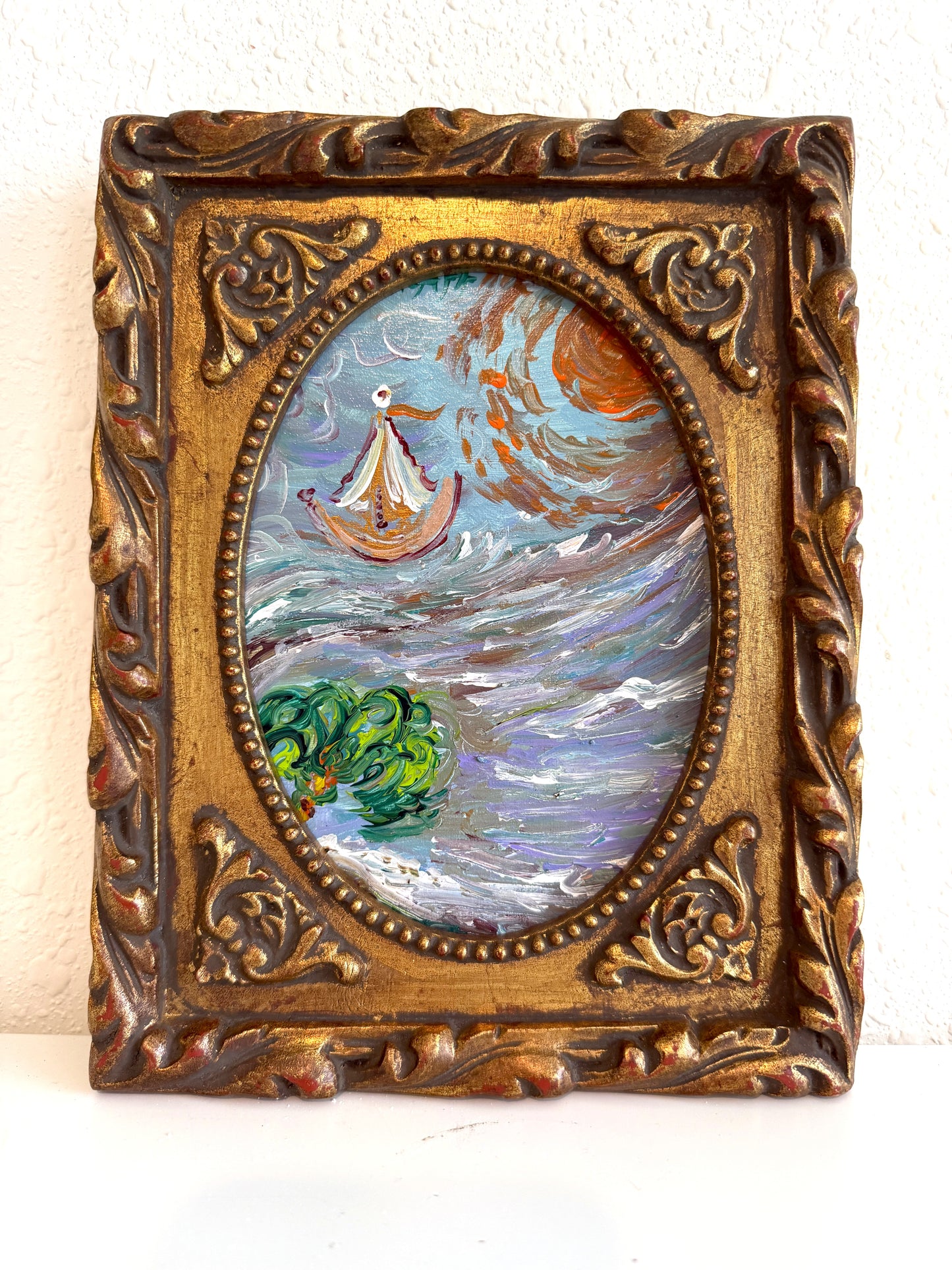 Serg Graff “Storm Wanderer” Original Art, Fantasy Ship Seascape Nautical Art COA