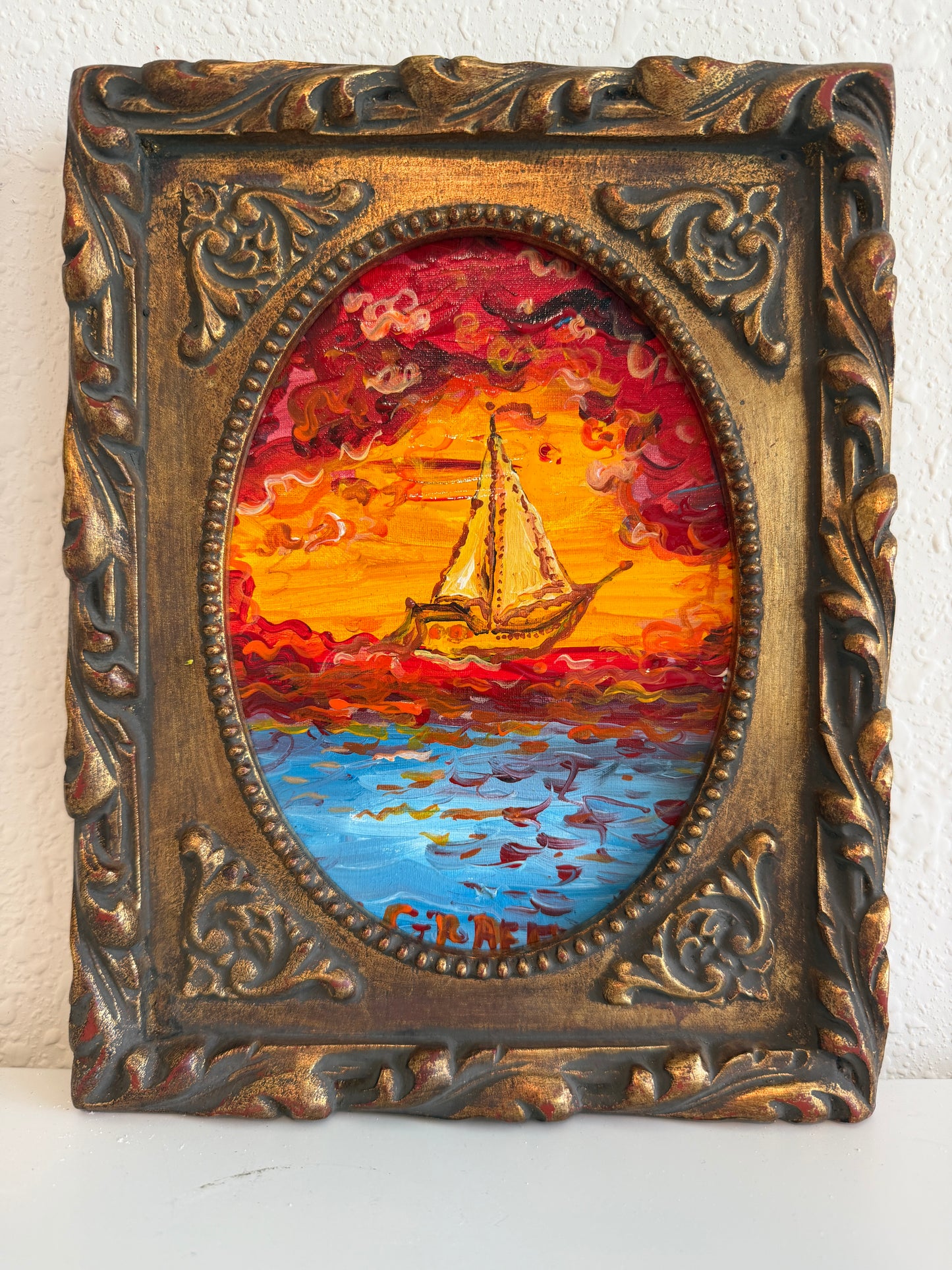 Serg Graff “Ship "Florida"” Original Art, Fantasy Ship Seascape Nautical Art COA