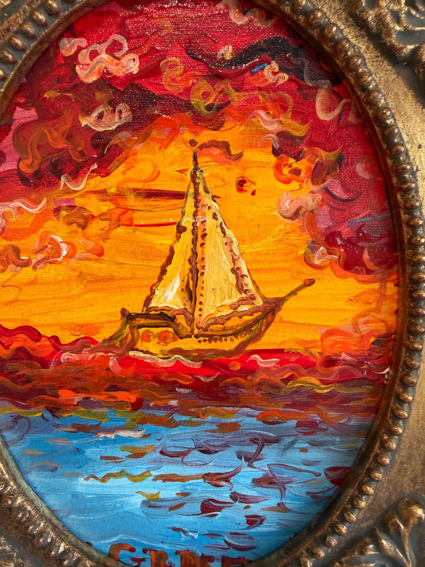 Serg Graff “Ship "Florida"” Original Art, Fantasy Ship Seascape Nautical Art COA
