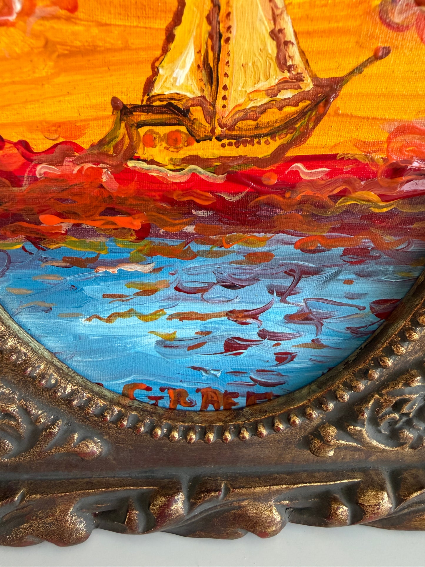 Serg Graff “Ship "Florida"” Original Art, Fantasy Ship Seascape Nautical Art COA