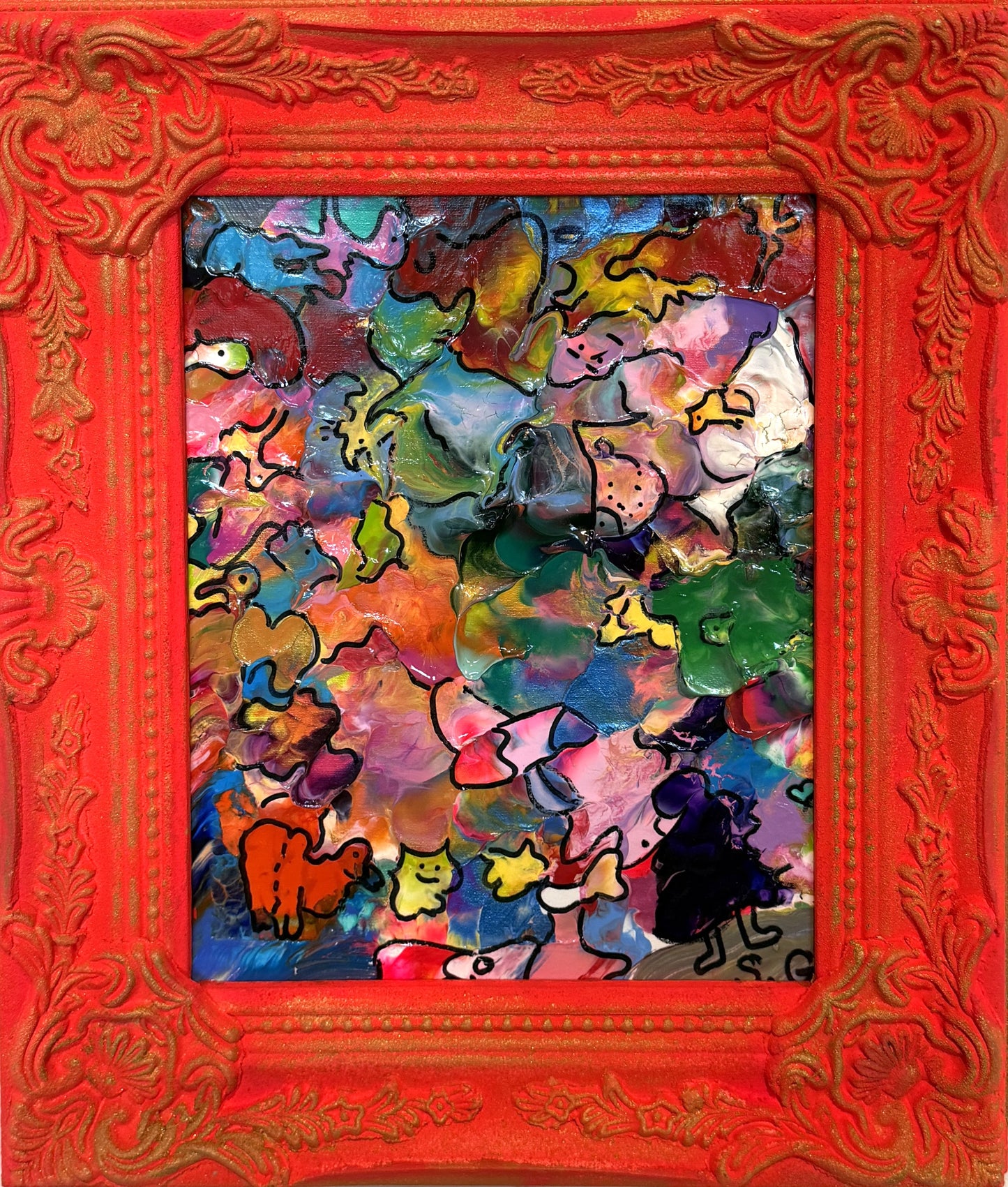 Original Abstract Painting Serg Graff "Kingdom of Pareidolia" Outsider Art COA