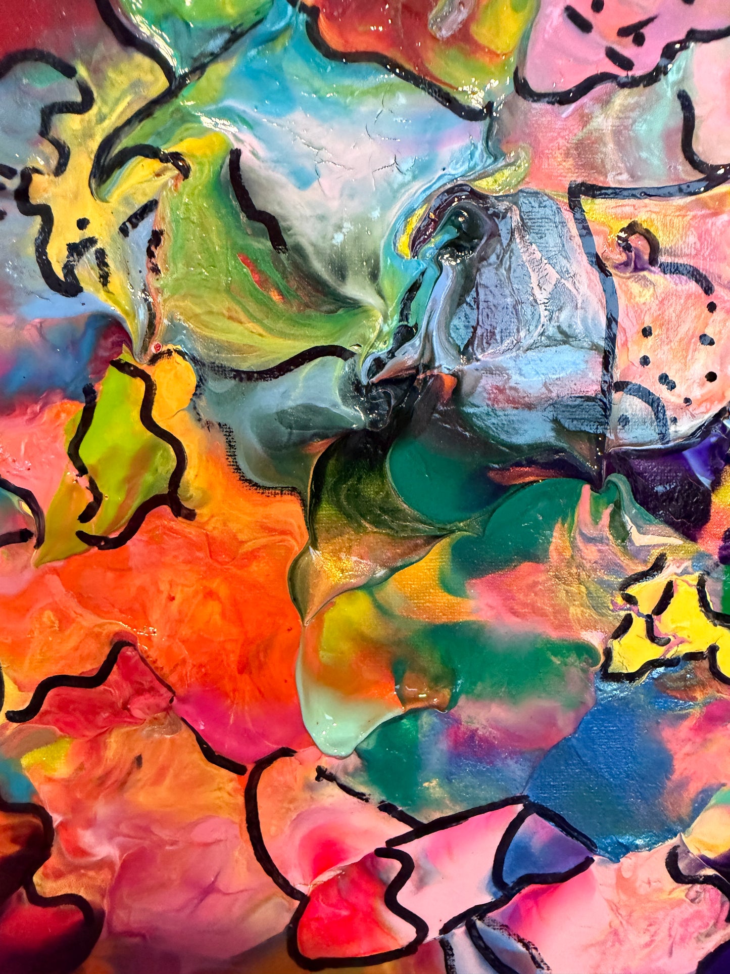 Original Abstract Painting Serg Graff "Kingdom of Pareidolia" Outsider Art COA