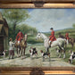 English Fox Hunting Scene Horse Hounds Oil Painting Signed William Framed