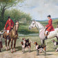 English Fox Hunting Scene Horse Hounds Oil Painting Signed William Framed