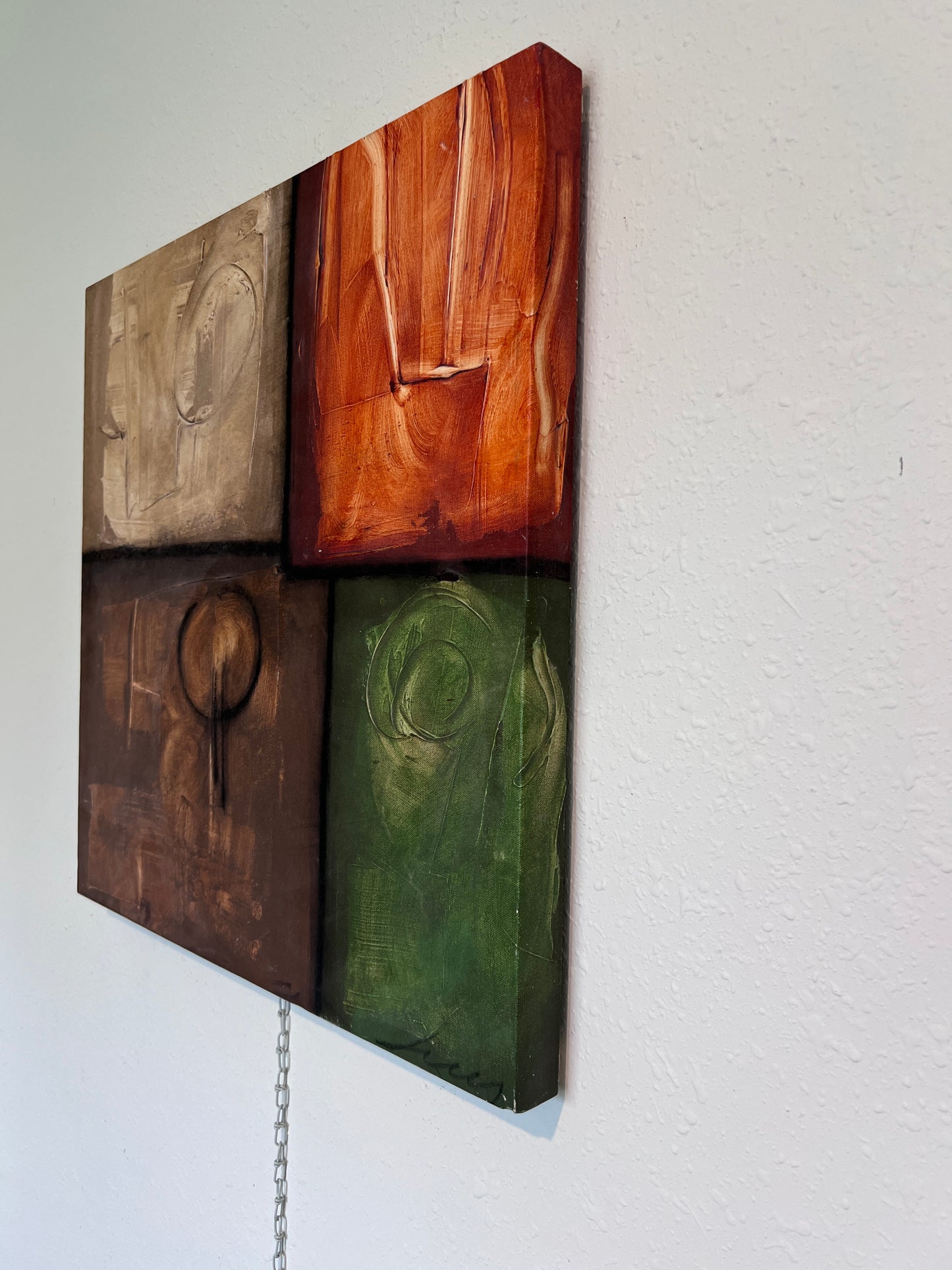 Modern Abstract Geometric Painting Signed Kaulani 2004 | 24x24" Textured Art