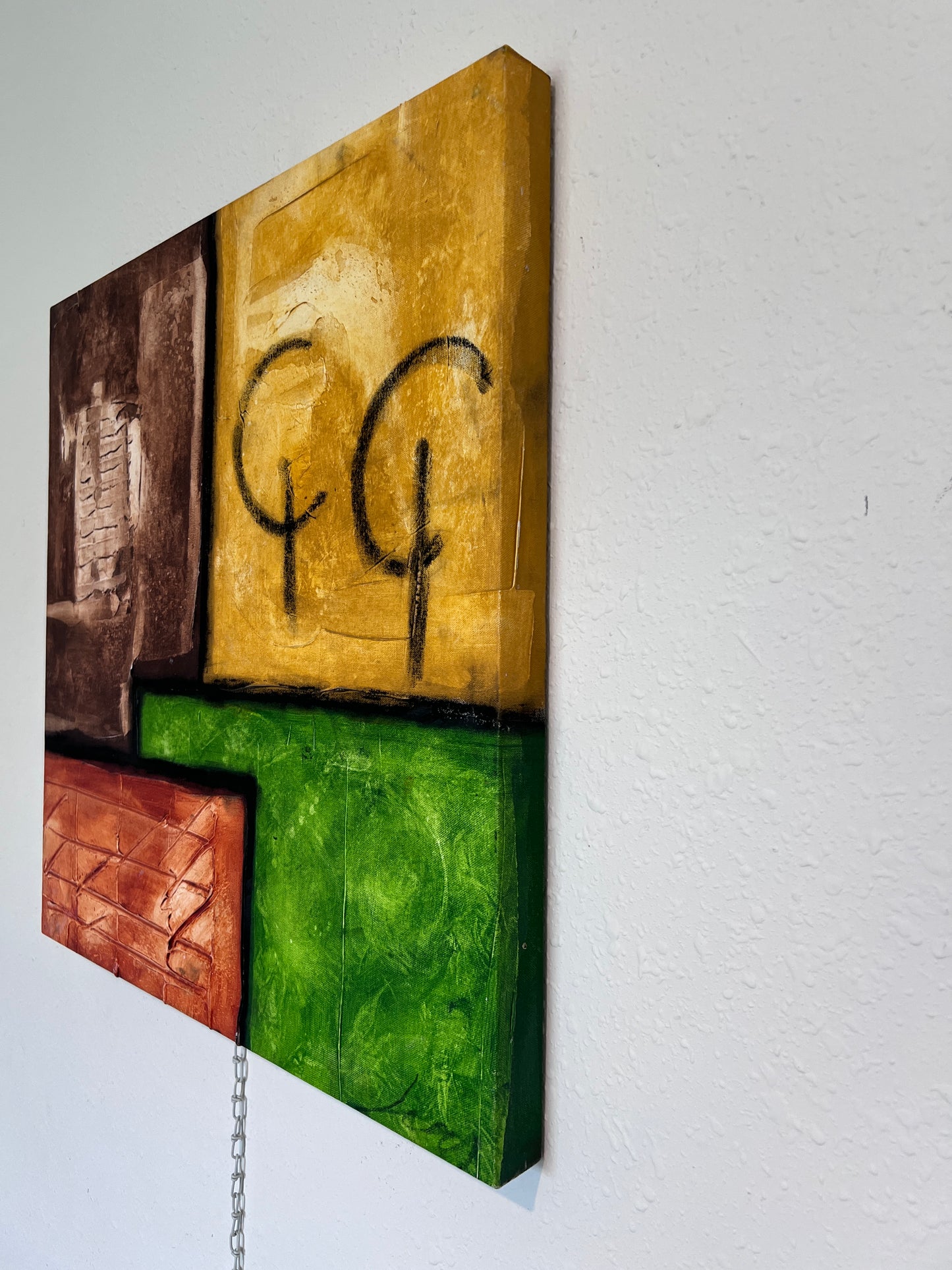 Modern Abstract Geometric Painting Signed Kaulani 2005 | 24x24" Textured Art