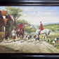 English Fox Hunting Scene Horse Hounds Large VTG Oil Painting Signed, Framed