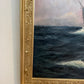 Danish Artist B. Johansen Vintage Dramatic Marine Seascape Oil Painting Framed