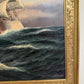 Danish Artist B. Johansen Vintage Dramatic Marine Seascape Oil Painting Framed