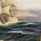 Danish Artist B. Johansen Vintage Dramatic Marine Seascape Oil Painting Framed