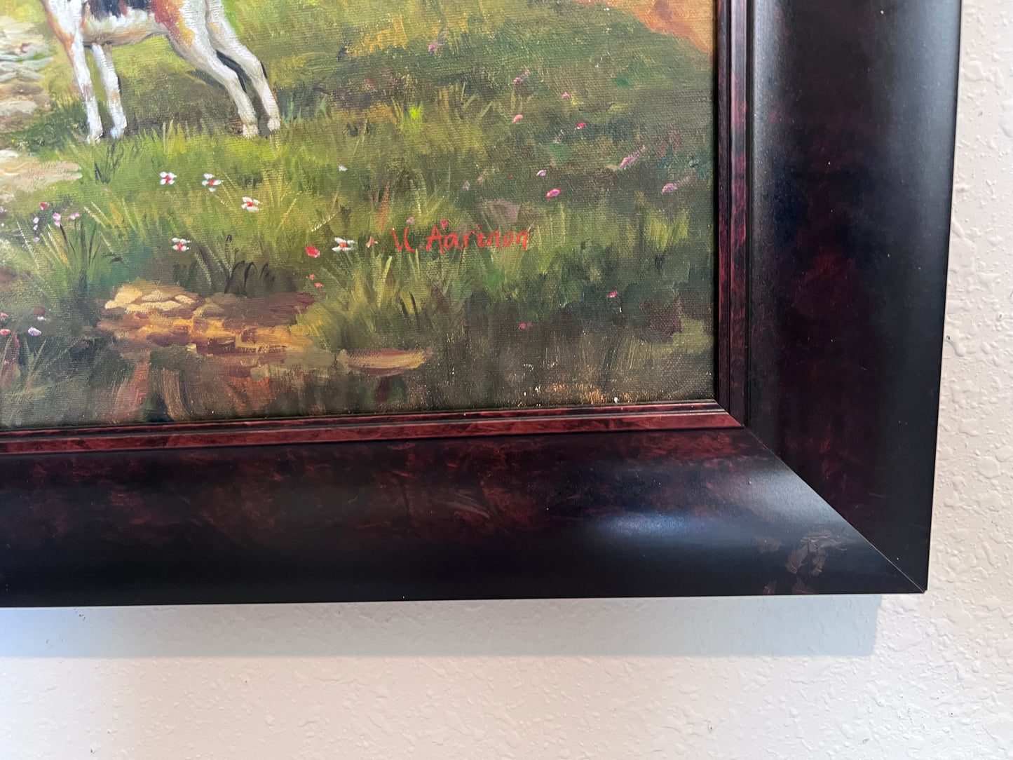 Fox Hunting Scene – Signed by M. Aarinon – Framed Vintage Oil Painting on Canvas