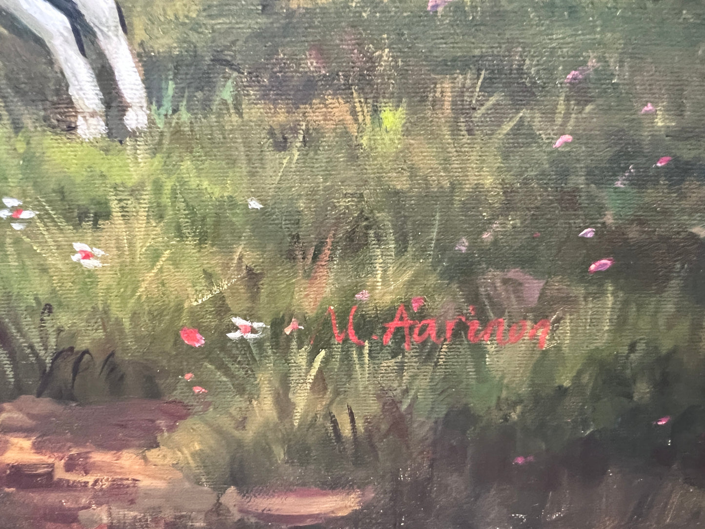 Fox Hunting Scene – Signed by M. Aarinon – Framed Vintage Oil Painting on Canvas