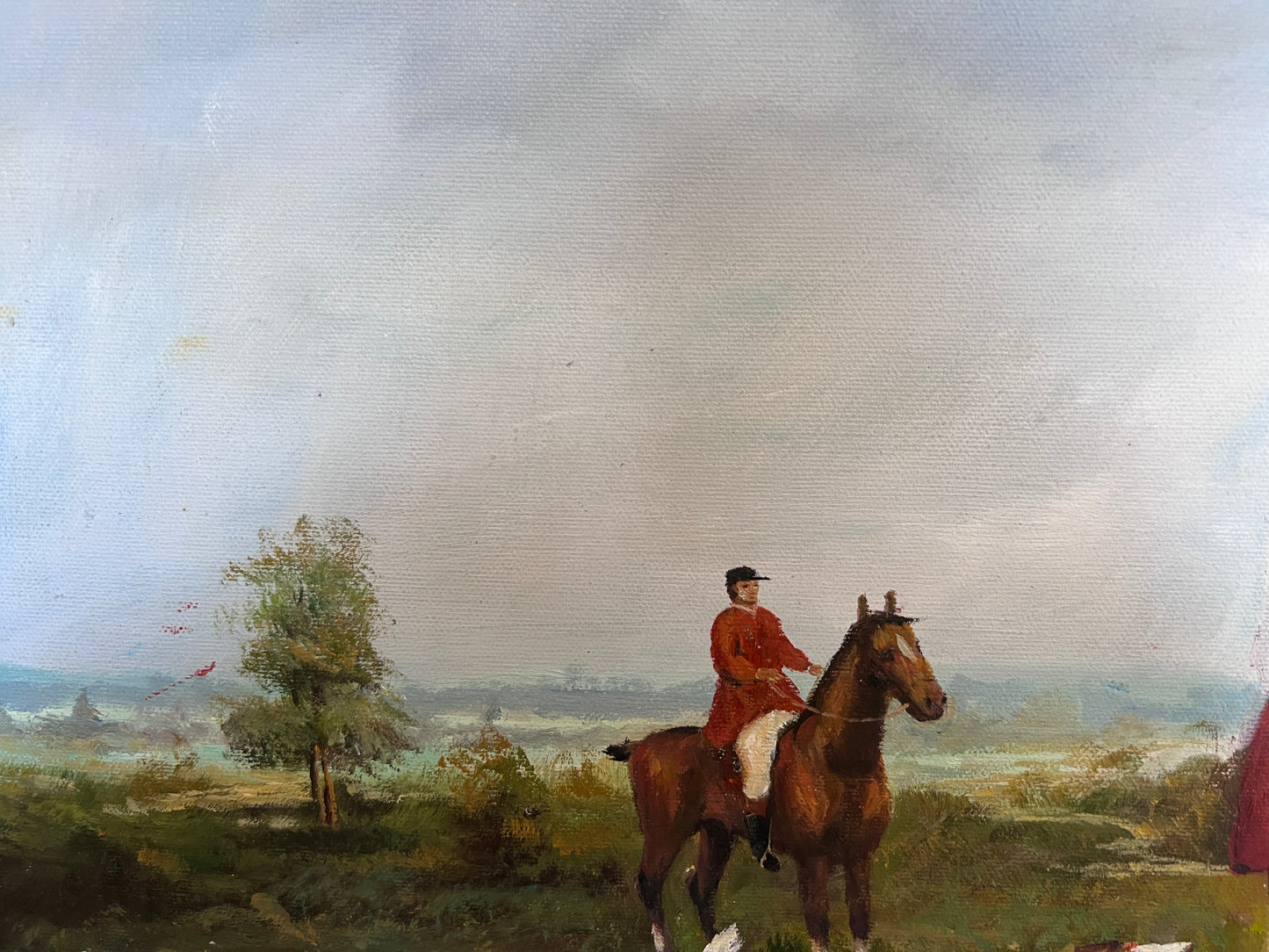 Fox Hunting Scene – Signed by M. Aarinon – Framed Vintage Oil Painting on Canvas