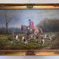 English Fox Hunting Scene Horse Hounds Oil Painting Signed Taylor Framed
