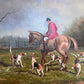 English Fox Hunting Scene Horse Hounds Oil Painting Signed Taylor Framed
