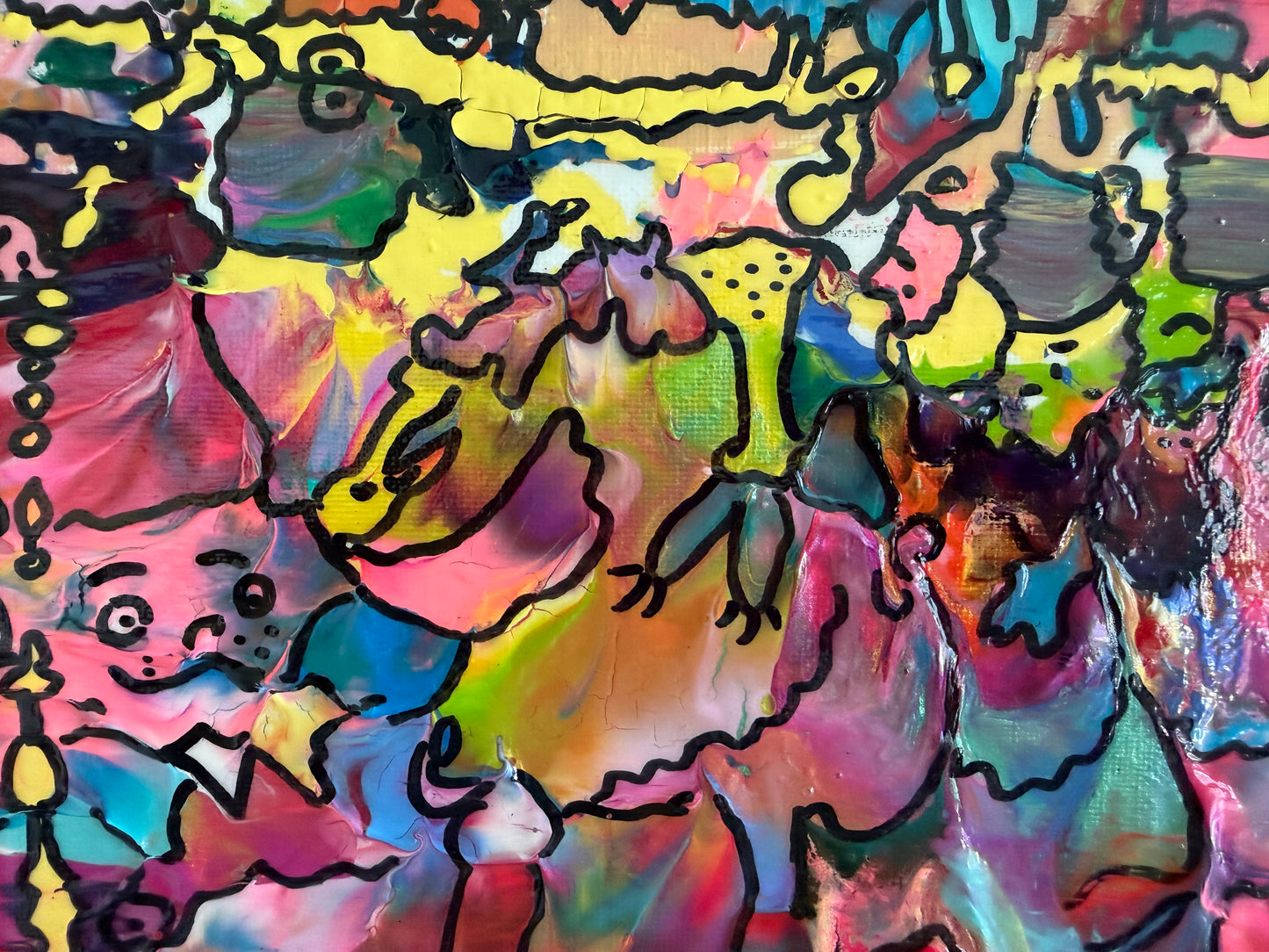 Original Abstract Painting Serg Graff "The Magical Cat" Fantasy Surreal Art, COA