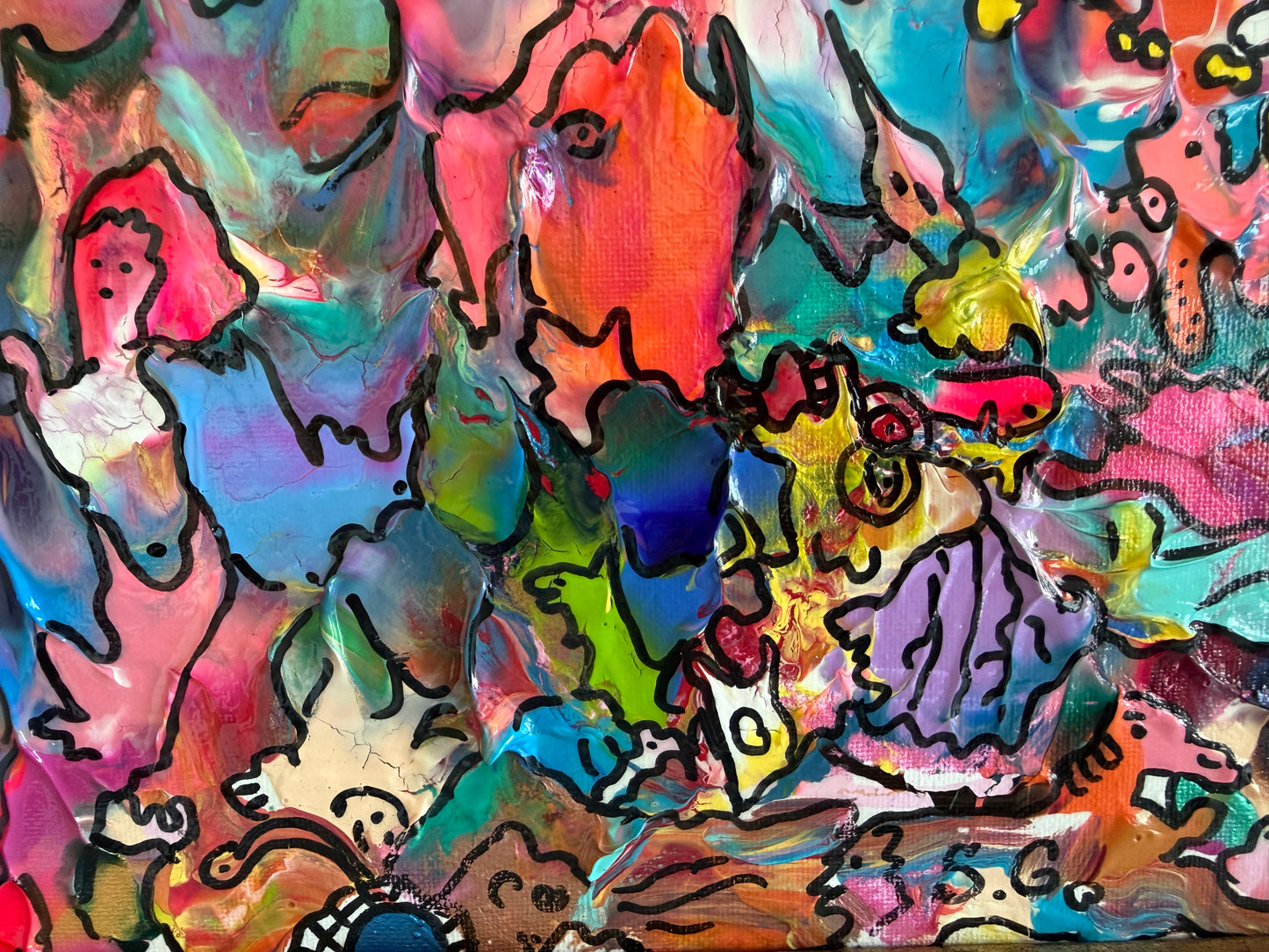 Original Abstract Painting Serg Graff "The Magical Cat" Fantasy Surreal Art, COA