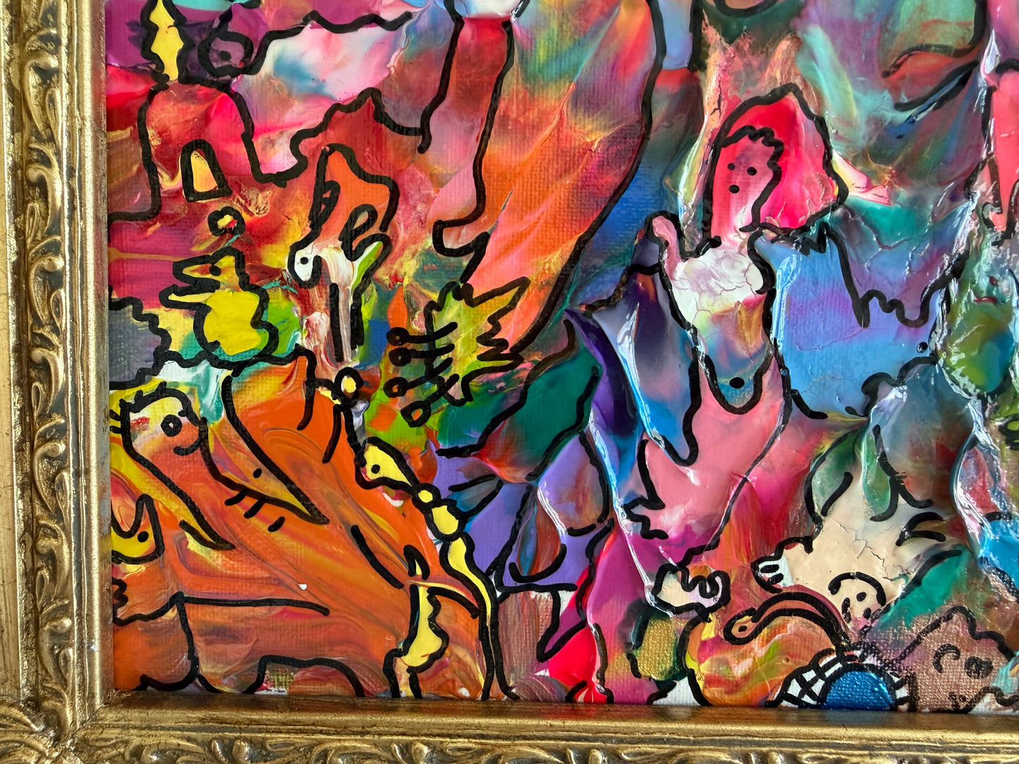 Original Abstract Painting Serg Graff "The Magical Cat" Fantasy Surreal Art, COA