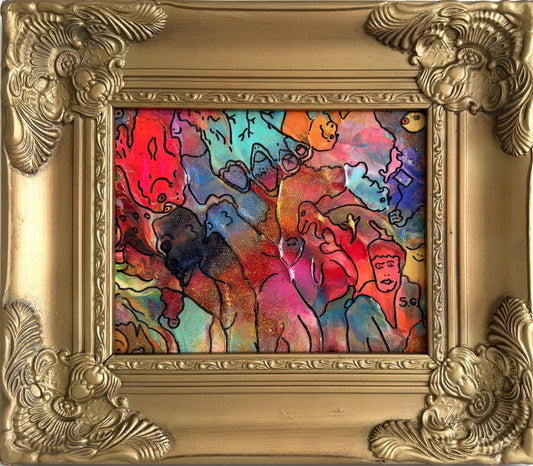 Original Abstract Painting Serg Graff "The Primordial World" Surreal Fantasy Art