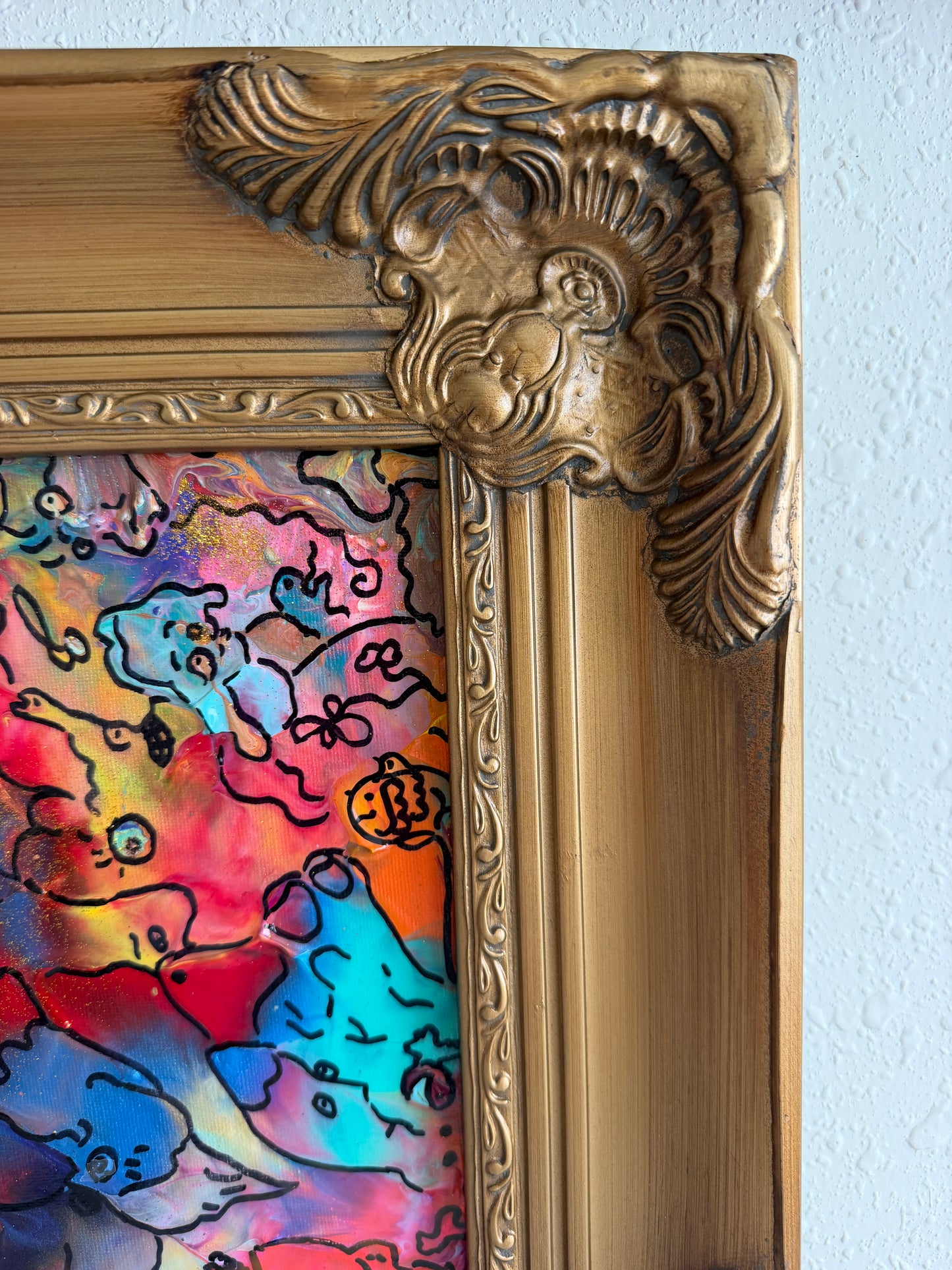 Original Abstract Painting Serg Graff "Hidden Friends" Surreal Fantasy Art, COA