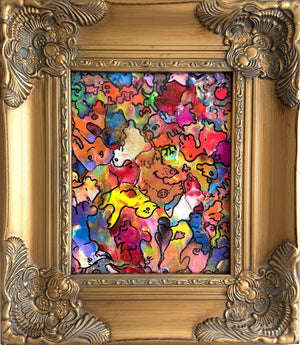 Original Abstract Painting Serg Graff "Happy Doodles" Surreal Fantasy Art, COA