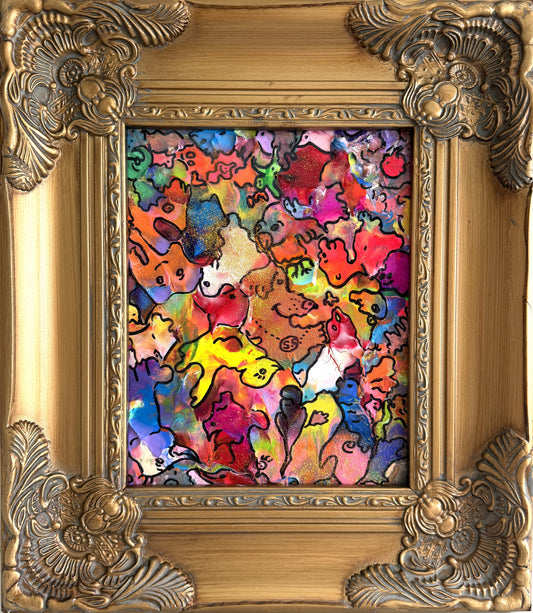 Original Abstract Painting Serg Graff "Happy Doodles" Surreal Fantasy Art, COA