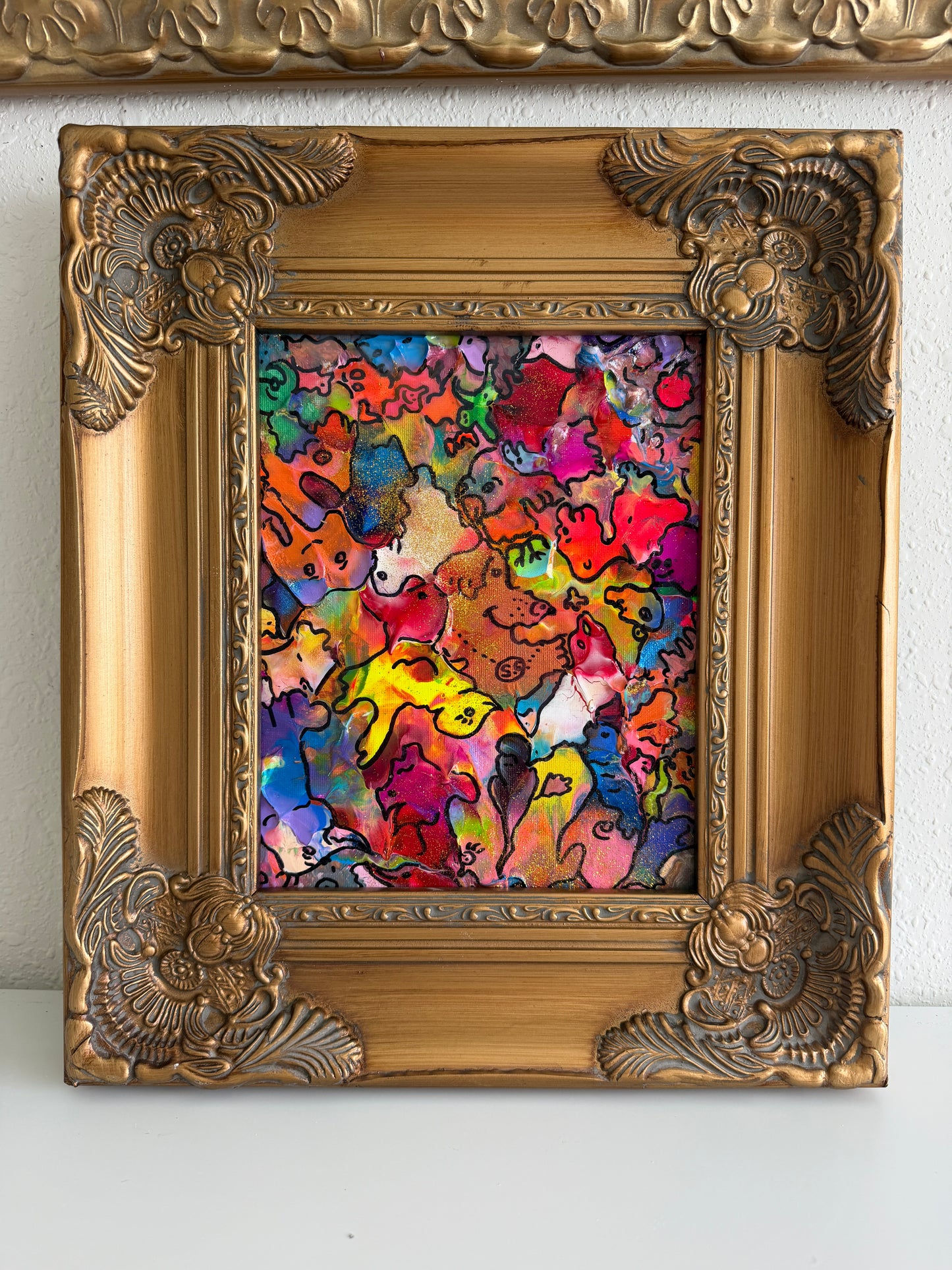 Original Abstract Painting Serg Graff "Happy Doodles" Surreal Fantasy Art, COA