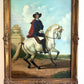 Large Antique Signed European Equestrian Portrait Oil Painting Late 19th Century