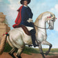 Large Antique Signed European Equestrian Portrait Oil Painting Late 19th Century