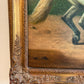 Large Antique Signed European Equestrian Portrait Oil Painting Late 19th Century